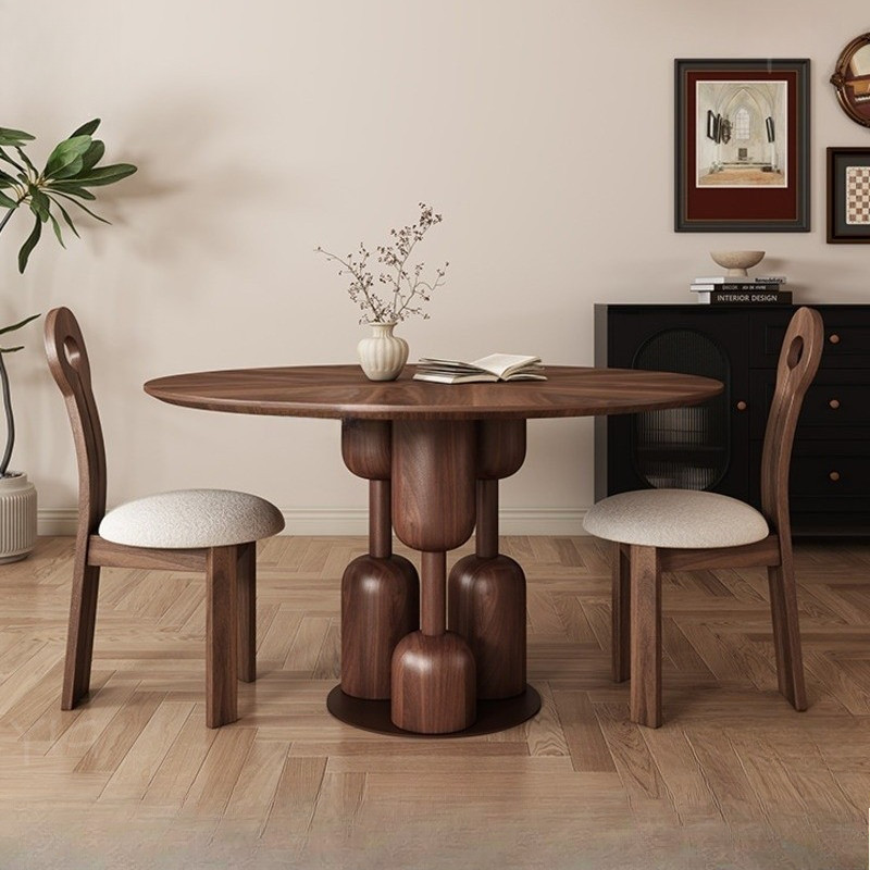 Dining Table Round Table Medieval Walnut Color All Solid Wood Round Dining Table