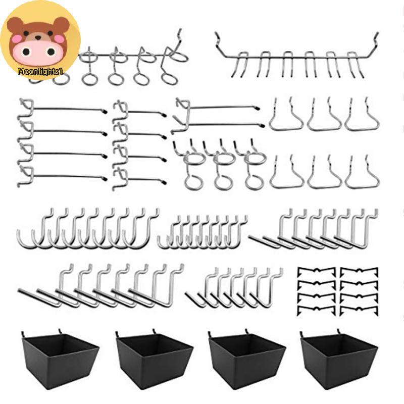 Moonlights1 81 ชิ้น Pegboard ตะขอ Assortment พร้อม Pegboard Bins Peg Los เครื่องมือ Organizer EN