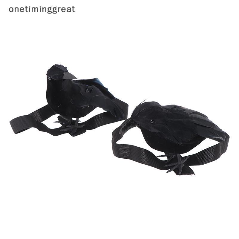 Onetiminggreat ฮาโลวีนจําลอง Crow ไหล่ Elastic Band Crow เครื่องประดับคอสเพลย์เครื่องแต่งกาย Props ต