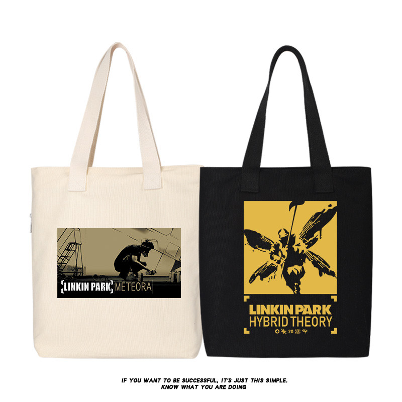 Linkin Park Linkin Park Linkin Park Rock Band One-Shoulder Cross-Body กระเป๋าถือผ้าใบกระเป๋า Tote กร