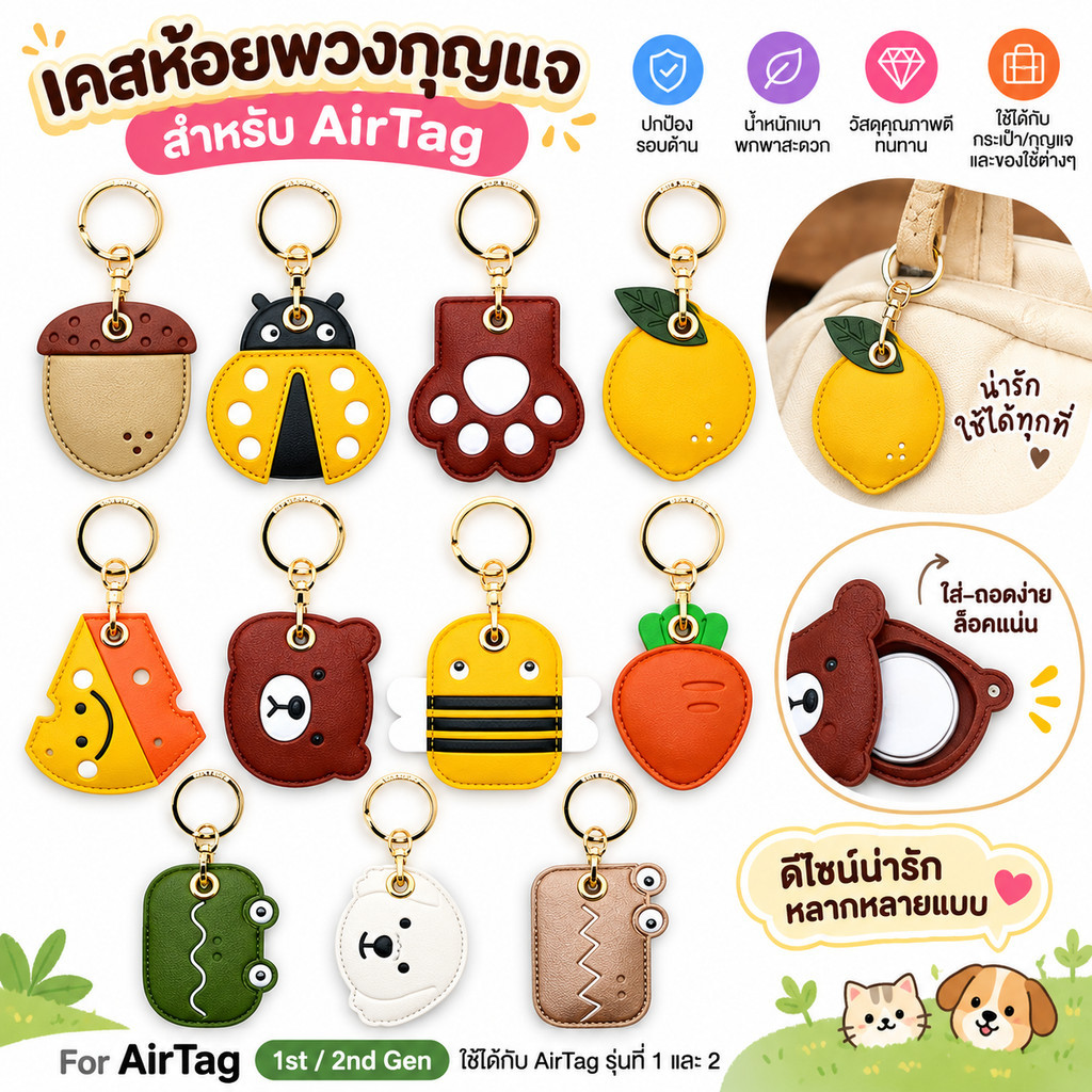 ที่ยึดสมาร์ทแท็กอเนกประสงค์สำหรับ Tile Mate, AirTag, Galaxy SmartTag, eufy SmartTrack Link, พวงกุญแจ