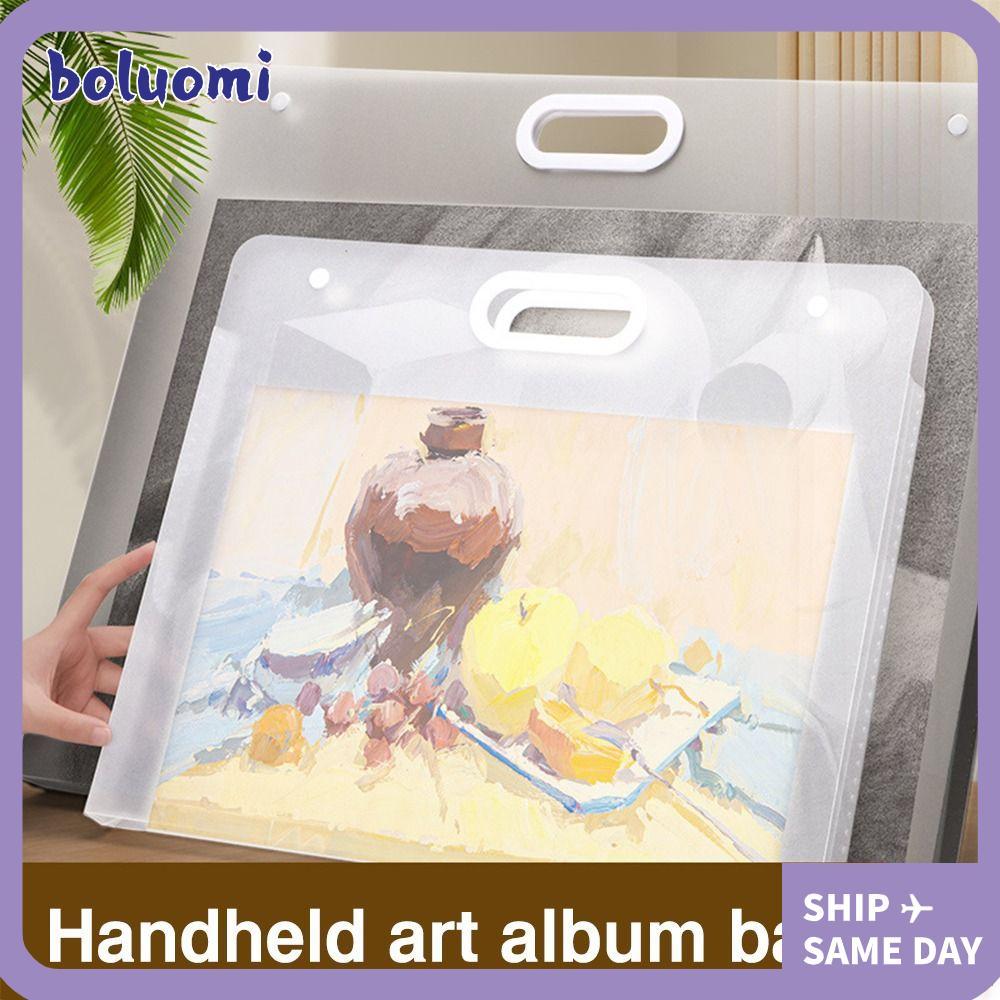 BOULIOMI โฟลเดอร์ไฟล์, กันน้ํา A2/A3/A4 จิตรกรรมถุงเก็บกระดาษ,โปร่งใสแบบพกพา 4K/8K/16K 4K/8K/16K กระ
