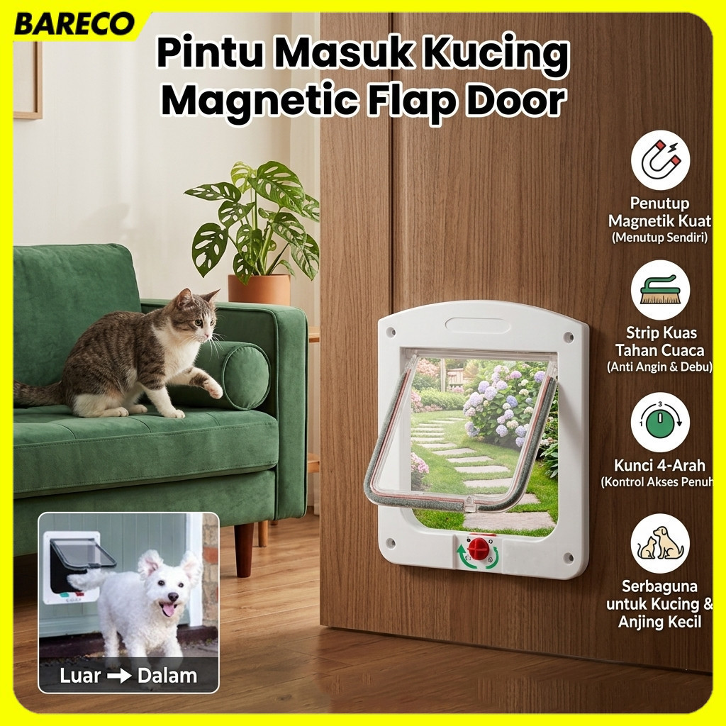 TRICAT Magnetic Flap Door 4 Way Lock Pet Door - TR4