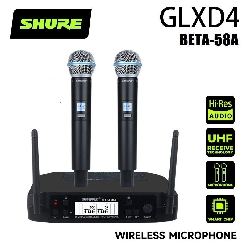 Shure GLXD4‐BETA58 ชุดไมโครโฟนไร้สายคู่, ไมโครโฟนไร้สายทําลายเสียงรบกวนสําหรับการแสดงบนเวทีสด