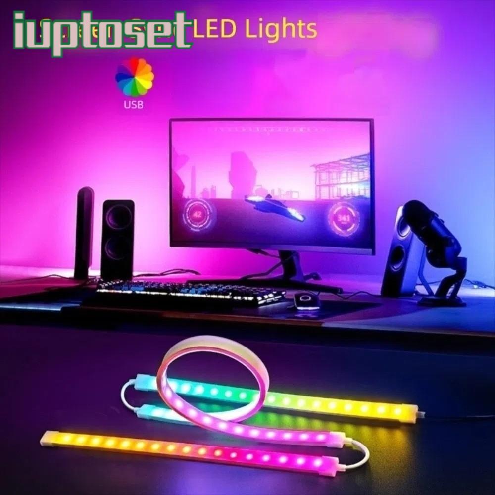 IUPTOSET Gaming LED Strip, 24 27 32 นิ้ว USB คอมพิวเตอร์หน้าจอ LED Strip, บรรยากาศแสงคอมพิวเตอร์เดสก