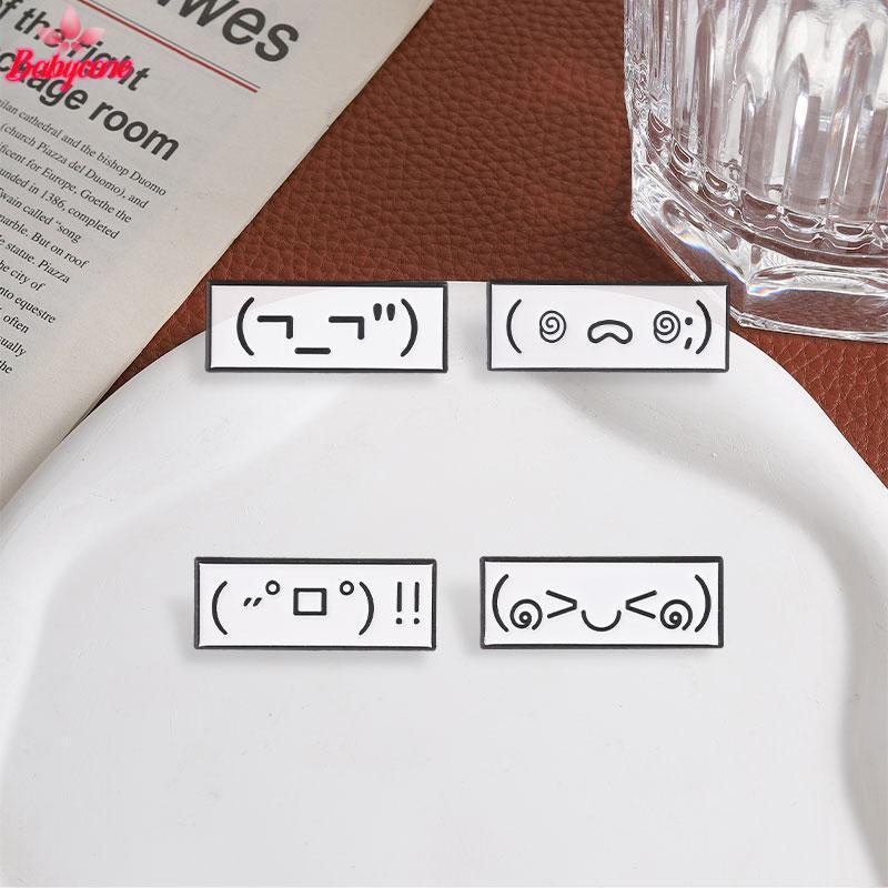 <BYCE-t> 4 ชิ้นความงาม Kaomoji เคลือบ Pins น่ารัก Emoticon Face เข็มกลัด Premium Mood Expression ป้า