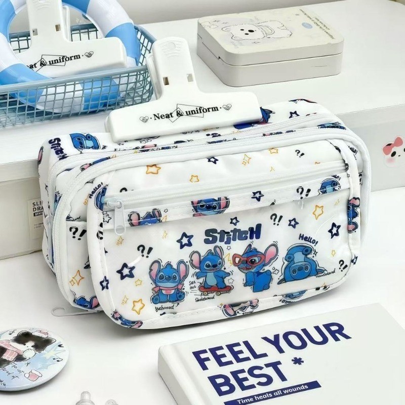 กระเป๋าดินสอ Stitch กระเป๋าใส่เครื่องเขียน ลายการ์ตูน ความจุขนาดใหญ่ กันน้ํา พกพาสะดวก เด็กชายและเด็กหญิง