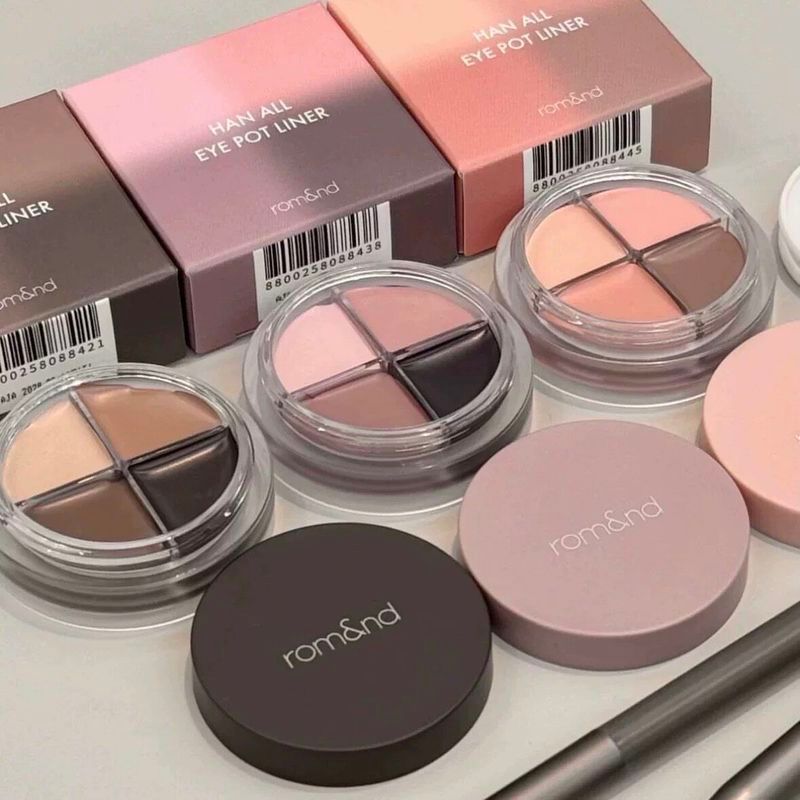 สี่ในหนึ่ง!เกาหลีเกาหลี Romand Soft Charm อายไลเนอร์สี่สีอายแชโดว์ Palette มัลติฟังก์ชั่น Non-Smudge
