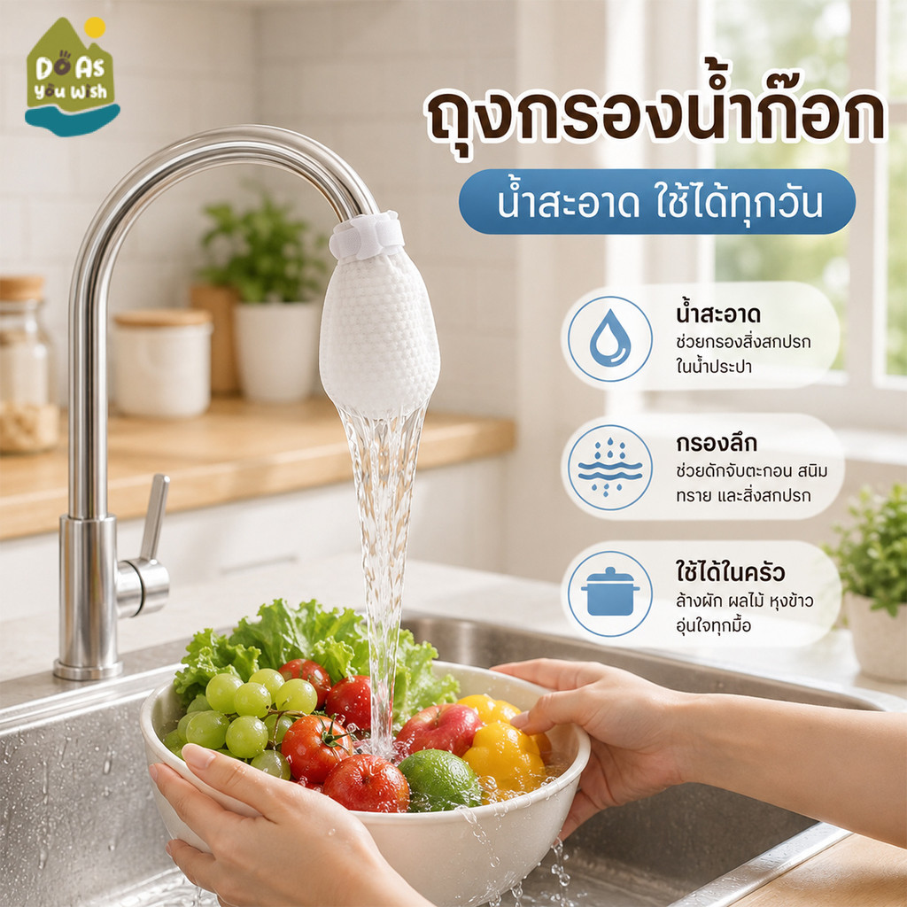 ถุงผ้ากรองก๊อกน้ำ 50/100ชิ้น พร้อมสายรัด กรองสิ่งสกปรกและตะกอน สำหรับก๊อกครัว ห้องน้ำ ติดตั้งง่าย