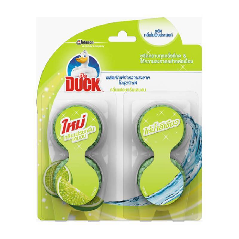 DUCK ก้อนดับกลิ่นโถสุขภัณฑ์ กลิ่นเฟรชกรีนเลมอน สีเขียว ขนาด38กรัม (แพ็ค4ก้อน)