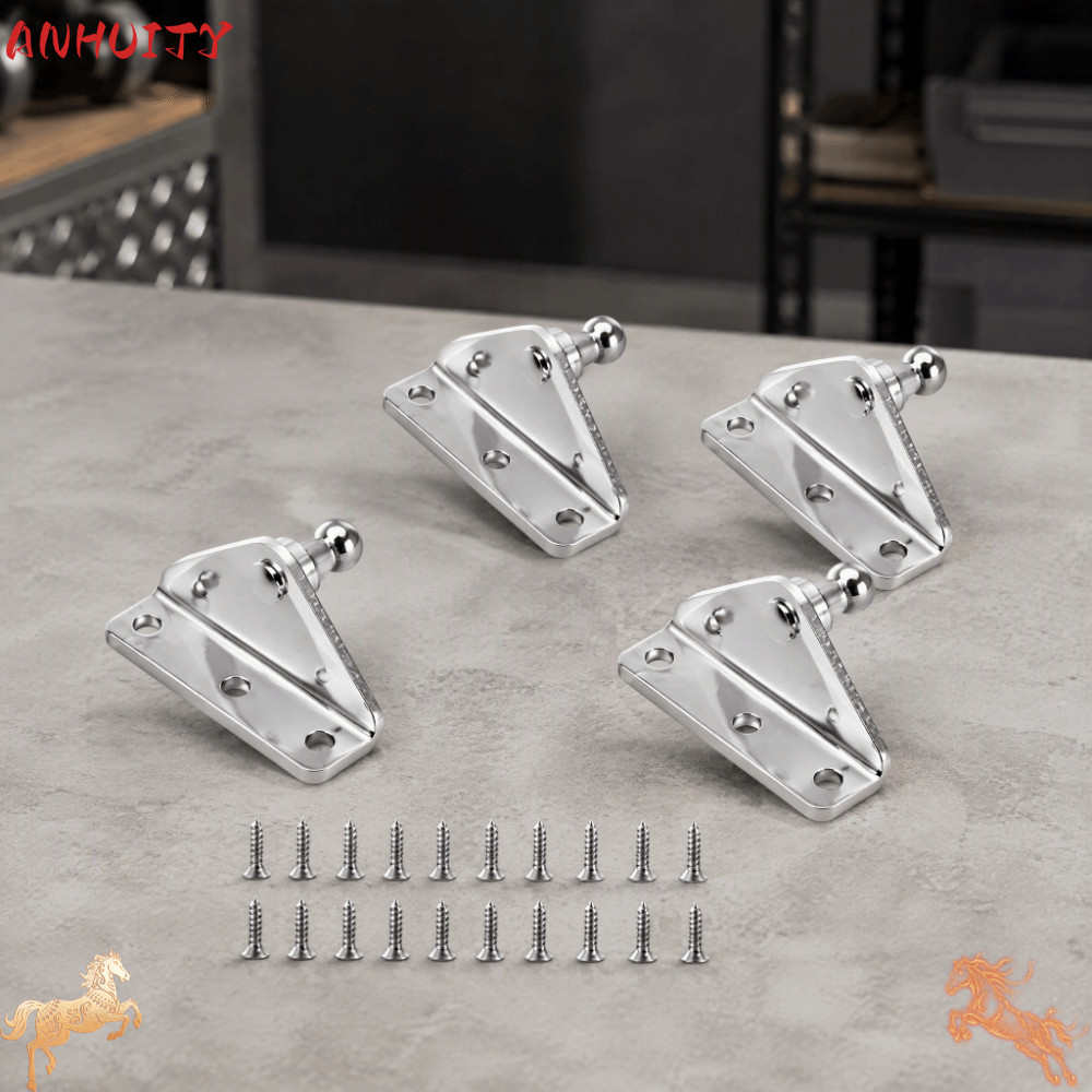 ANHUITYJ 4 ชิ้น Ball Stud Brackets, 10 มม.Ball Stud Silver Gas Strut Brackets, Universal สังกะสีเหล็