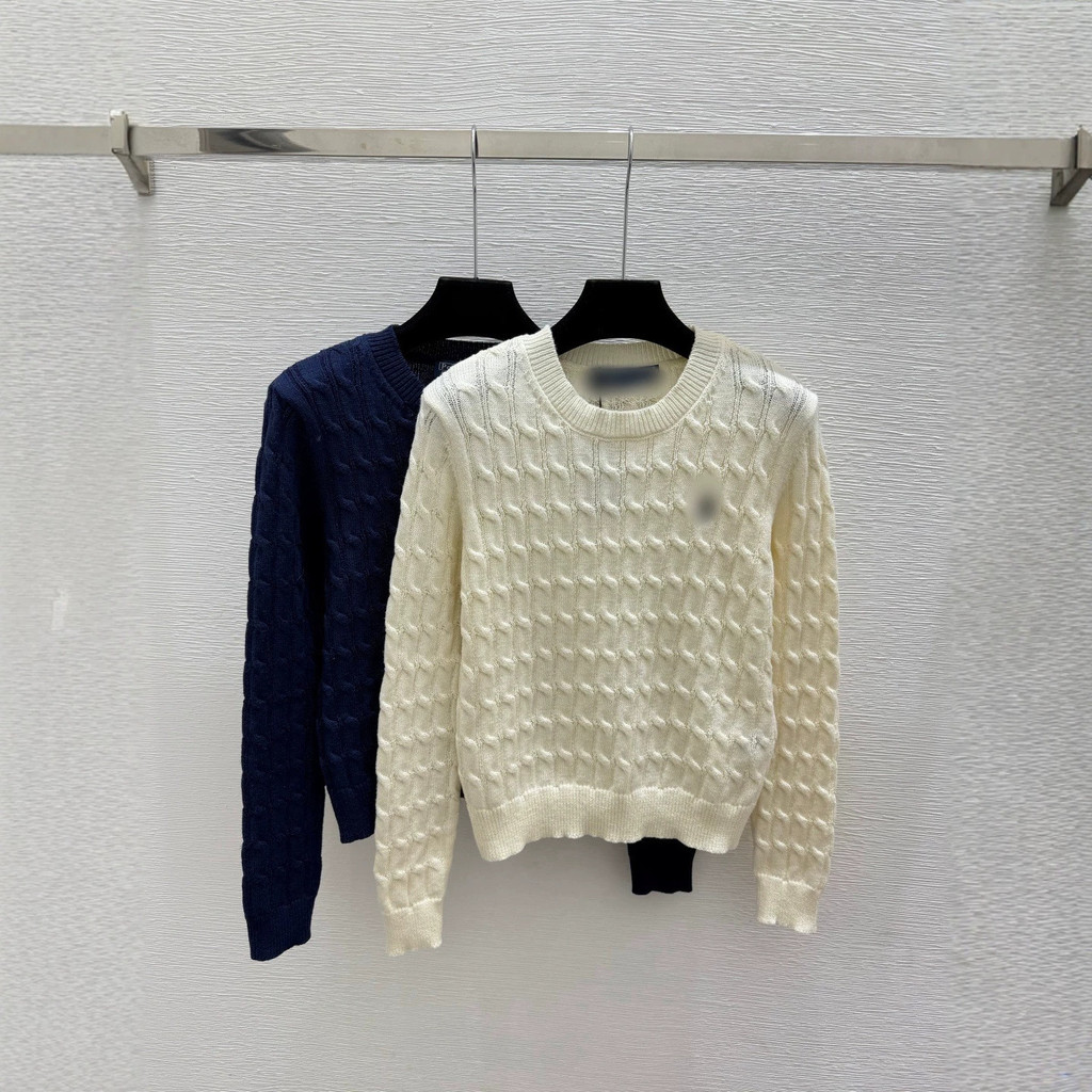 RLL/* 26ต้นฤดูใบไม้ร่วงสไตล์ใหม่สีทึบรอบคอถักแขนยาวลําลองด้านบนผู้หญิง