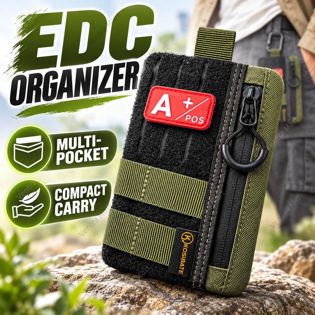 Compact Slim ซิปยุทธวิธี EDC กระเป๋า,ทุกวันพกพาสําหรับไฟฉายหลายเครื่องมือปากกาโน้ตบุ๊คกลางแจ้ง EDC เ