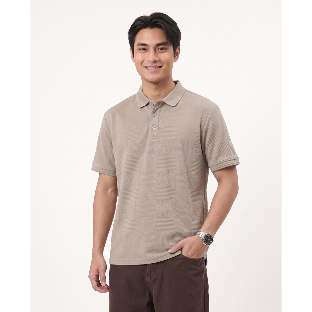 DAPPER เสื้อยืดโปโลเนื้อสีกากี - 6681TCH
