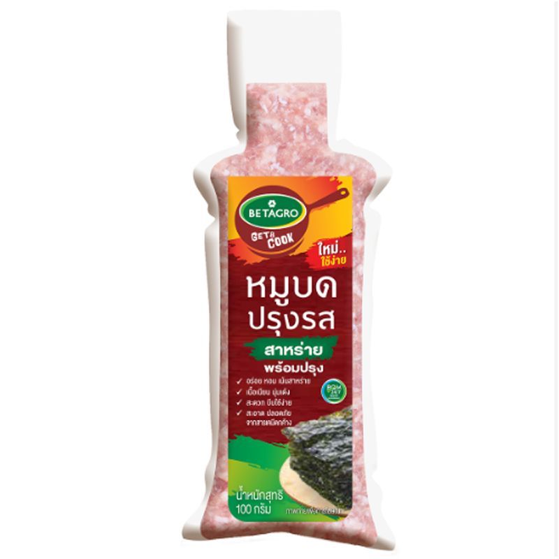 เบทาโกรหมูบดปรุงรสสาหร่ายพร้อมปรุง 100กรัม Betagro Ground Pork with Seaweed Seasoning Ready to Cook 100g.
