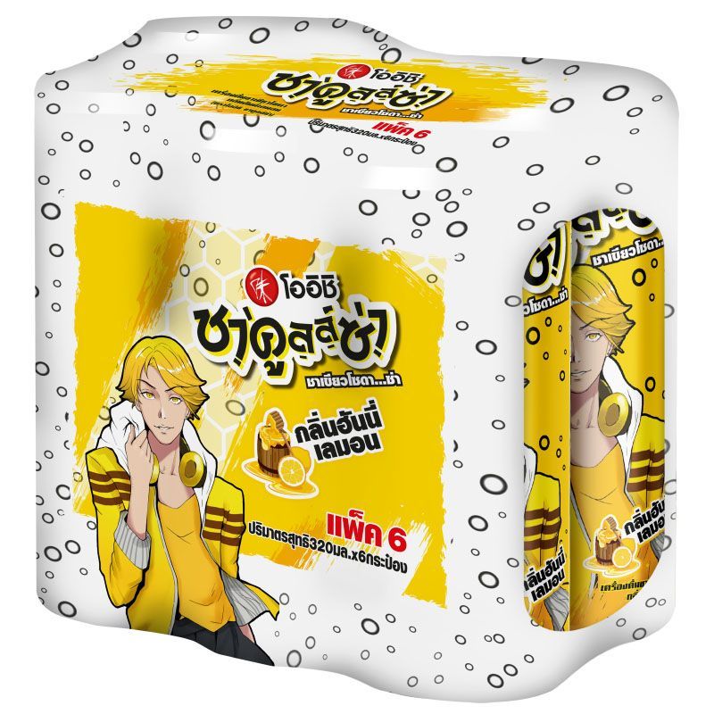โออิชิชาคูลล์ซ่ากลิ่นฮันนี่เลมอน 320มล. แพค 6 Oishi Chakulza Green Tea Honey Lemon 320ml. Pack 6