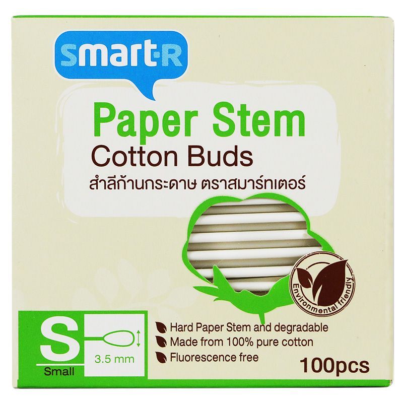สมาร์ทเตอร์สำลีก้านกระดาษมินิS 100ก้าน Smarter Paper Stem Mini Cotton Buds S 100pcs.