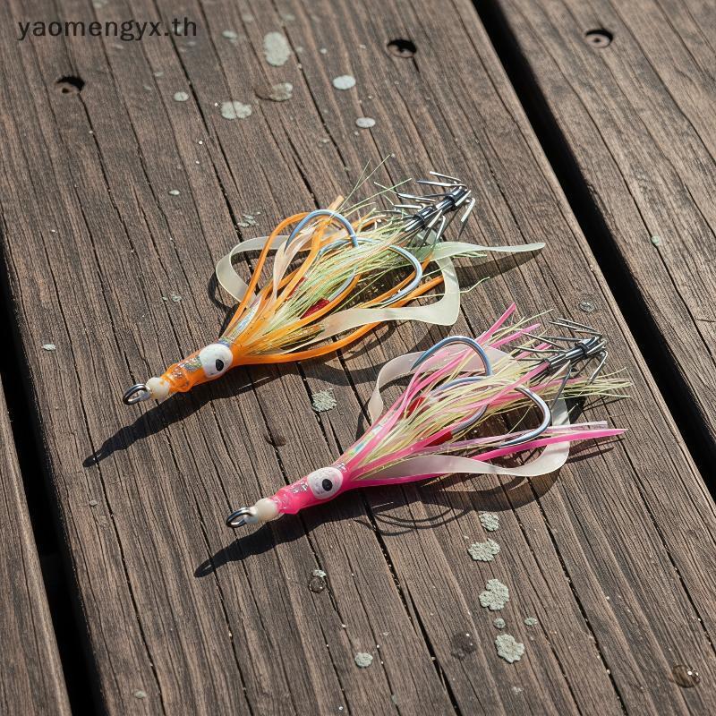 ON HK018 แบบพกพา 2 ชิ้น/ถุงปลาหมึกนุ่มกระโปรง Jig Lures Sharp Hooks สําหรับน้ําเค็มตกปลา TH