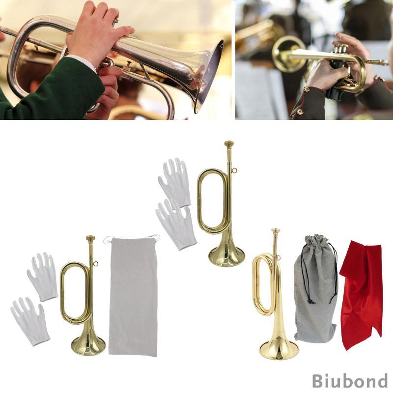 [Biubond] ทรัมเป็ต Bugle ทองเหลือง Bugle Cavalry Bugle Marching Bugle มินิทรัมเป็ตพร้อมปากเป่า Clear