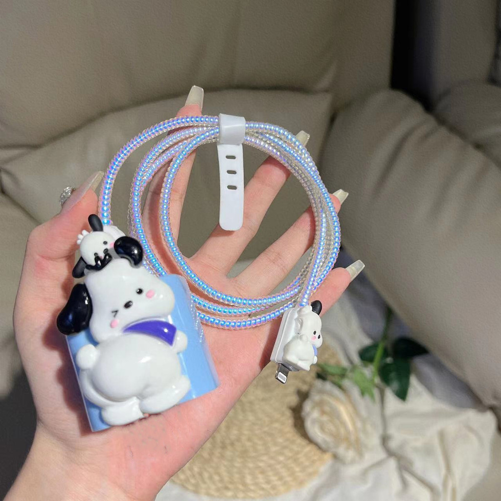 น่ารัก Pochacco Charger Case 40W สําหรับสายเคเบิลและตัวป้องกันเครื่องชาร์จเข้ากันได้กับ iphone