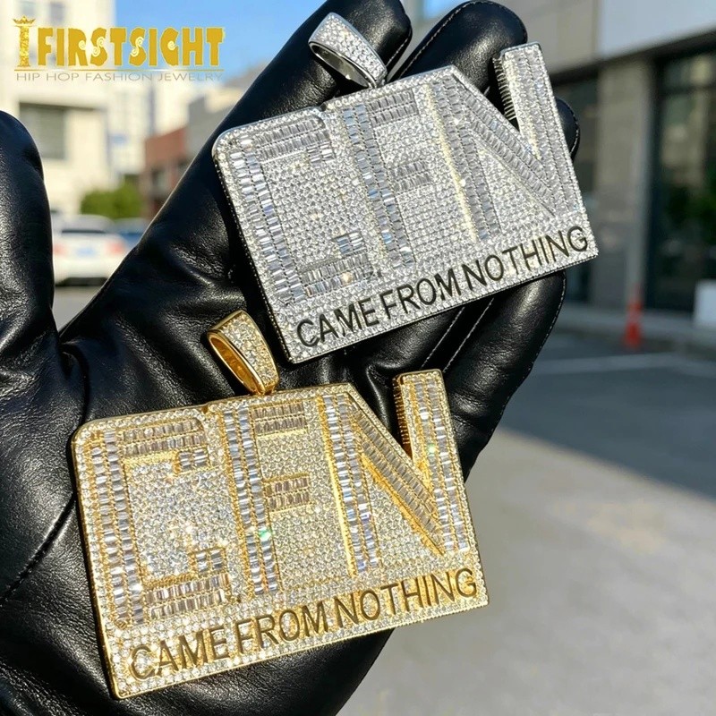 ใหม่ Iced Out Bling CZ Letter CFN จี้สร้อยคอสีเงิน 5A Zircon Came จาก Nothing Charm ผู้ชายแฟชั่นเครื