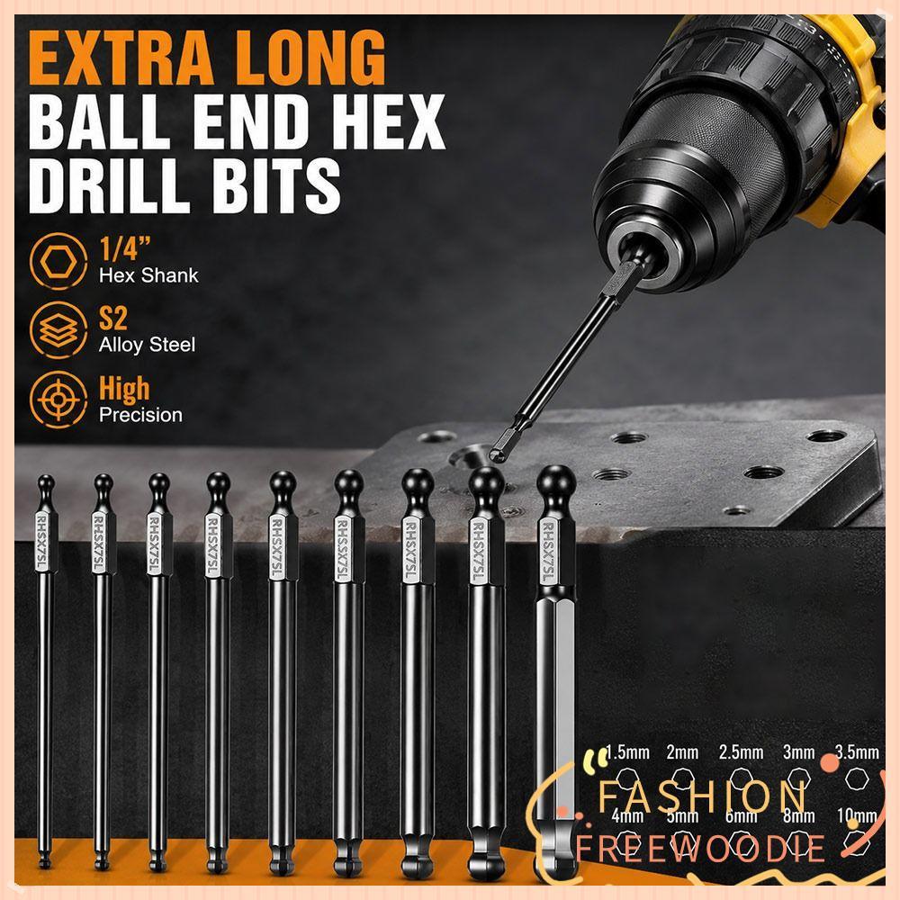 FREEWOODIE Ball End Hex Bit, Single End Steel Hex ไขควง, สวมใส่ Ball End ลด Shank Magnetic Driver Bi