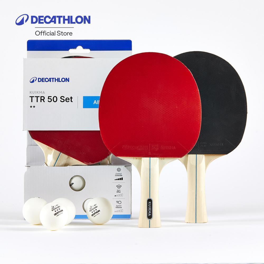 Decathlon Set Of 2 Bats Ttr 50 Versatile 2* Leisure+Balls ชุดไม้ปิงปองคู่พร้อมลูกปิงปอง รุ่น Ttr 50 Versatile 2* Leisure