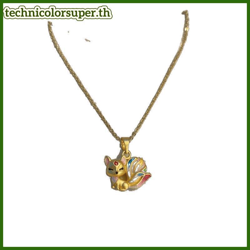 Technicolorsuper 2 ชิ้นอเนกประสงค์ผู้หญิงสร้อยคอที่มีสีสัน Nine-tailed Fox จี้ Collarbone Chain Matc