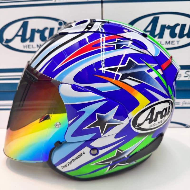 ARAI VZ RAM สีเขียวตาโตหมวกกันน็อคครึ่งหน้า ARAI หมวกกันน็อคครึ่งใบรถจักรยานยนต์ ขี่มอเตอร์ไซค์ หมวก