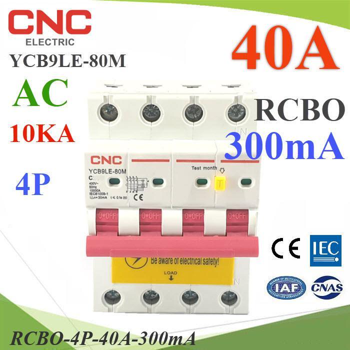 40A 4P RCBO 300mA RCBO Residual Current Circuit Breaker AC 3phase ON-Grid