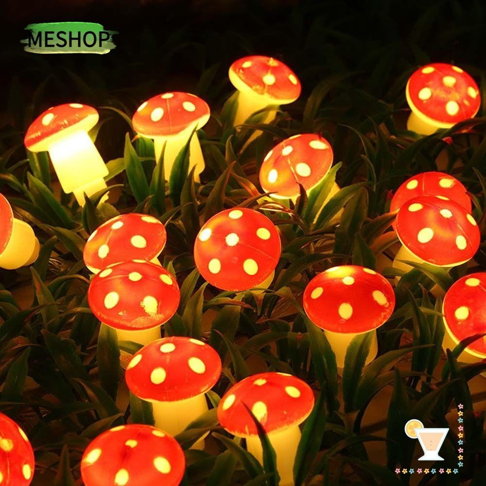 MESHOPTH โคมไฟเห็ด, โคมไฟลานสวนสตริงเห็ด, DIY Party Decor วันหยุดไฟเห็ด String ไฟกลางแจ้งในร่ม