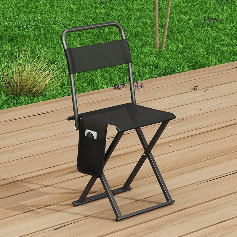 Foldable Chair Foldable Metal Portable Outdoor Stool with Thickened Backrest for Camping, Fishing, a