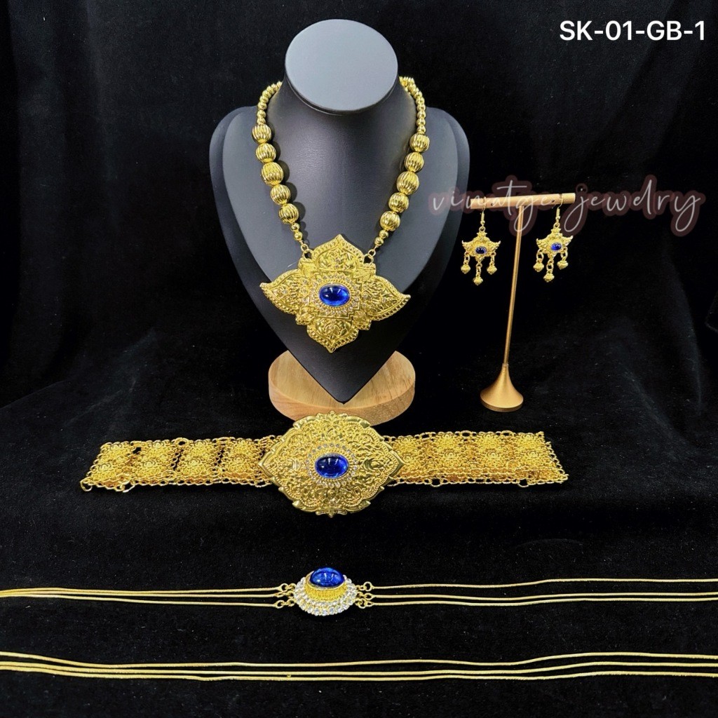 เครื่องประดับชุดไทย งามครบด้วยสร้อยพลอยโบราณ เหมาะสำหรับสวมใส่คู่กับ ชุดไทย ชุดนางรำ งานบุญ - รูปที่ 2