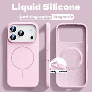 ปลอกหรูหราเคลือบป้องกันลายนิ้วมือแม่เหล็กซิลิโคนอ่อนนุ่มเคสโทรศัพท์สําหรับiPhone 17 16 15 Pro Max 16plus air Case 17proซิลิโคนสีเหลือง