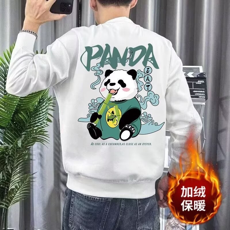 Fat Man NEW Trendy Men's Panda Clothing20252025Large Size Hoodie Without Cap23Fleece Lined new Loose