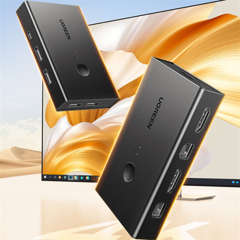 Lvlian HDMI2.0 KVM Switcher 4K60Hz HD Video Screen Cutter Two In One Out 90478