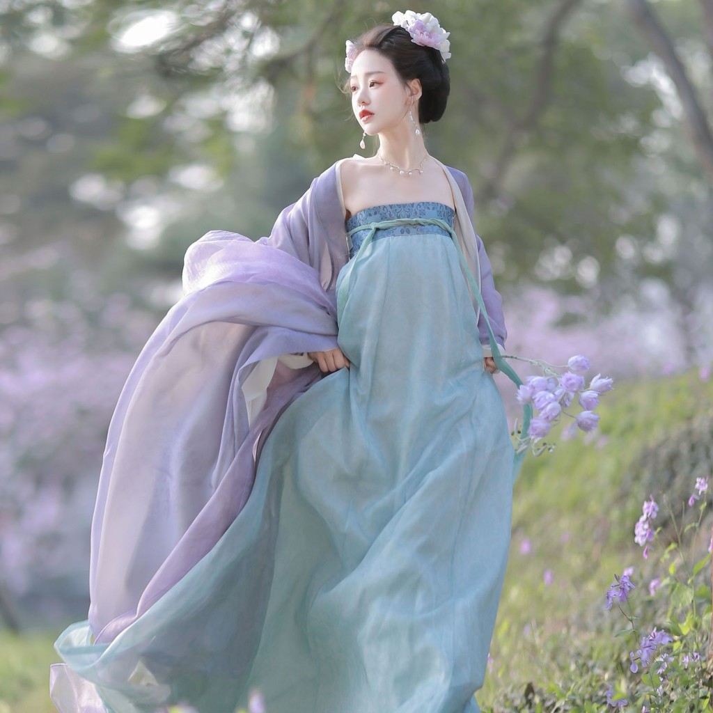 ชุดHanfu Shengge Lihuating กระโปรงสองชั้นแขนยาว สวมใส่ง่ายในฤดูร้อน