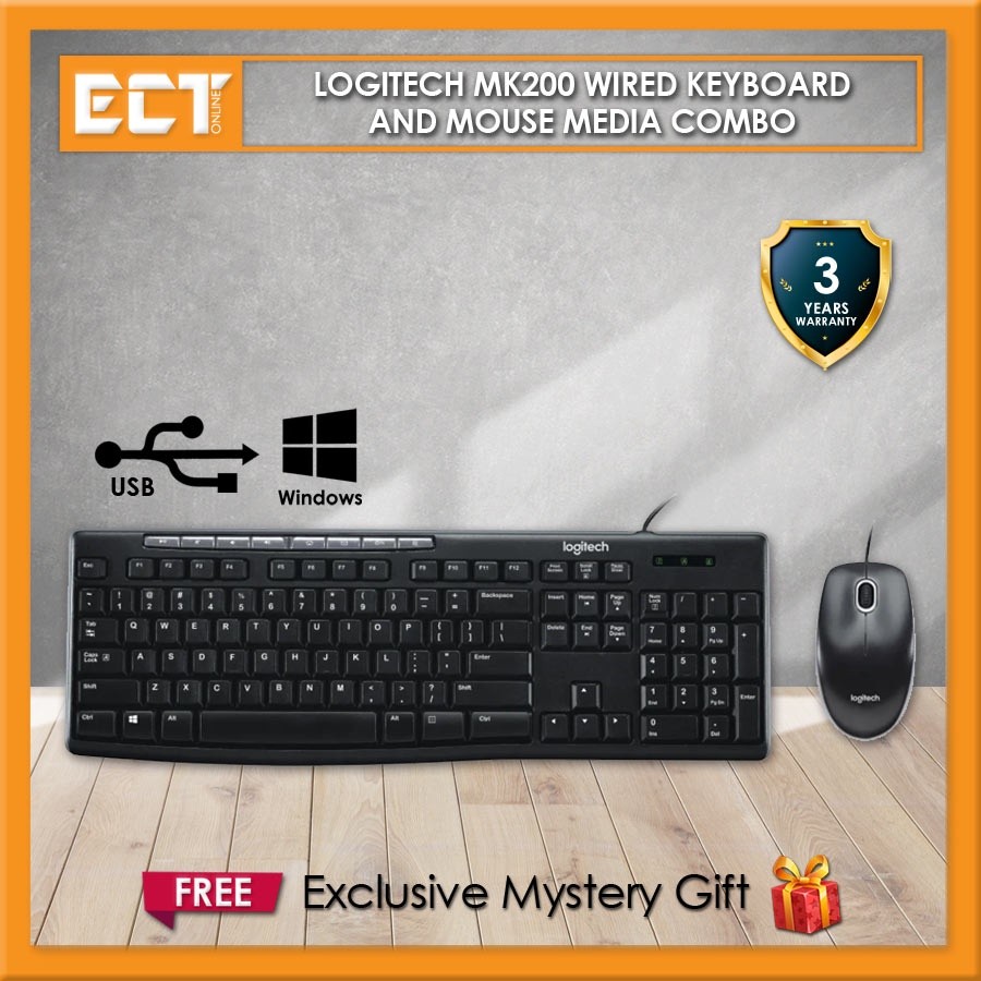 Logitech MK200 คีย์บอร์ดและเมาส์ไร้สายแบบมีสาย