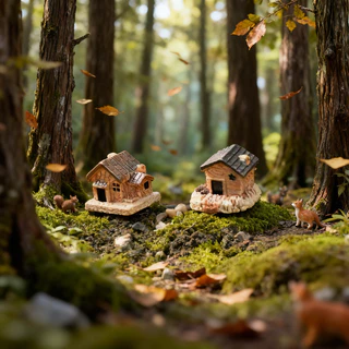 3ชิ้นมินิบ้านวิลล่าภูมิทัศน์ไมโครลานสวนบ้านบอนไซเครื่องประดับสร้างสรรค์ในร่มและกลางแจ้งลานสวนสนามหญ้าตกแต่ง