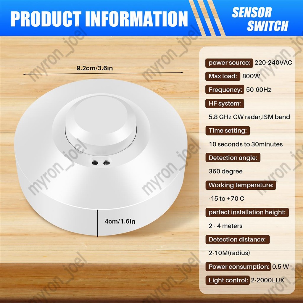 220V 800W เซนเซอร์ไมโครเวฟ Pir Occupancy Body Motion Detector สวิตช์ไฟ ราคา ถูกที่สุด ดีลบีเคเค แกลเลอรีภาพที่ 4