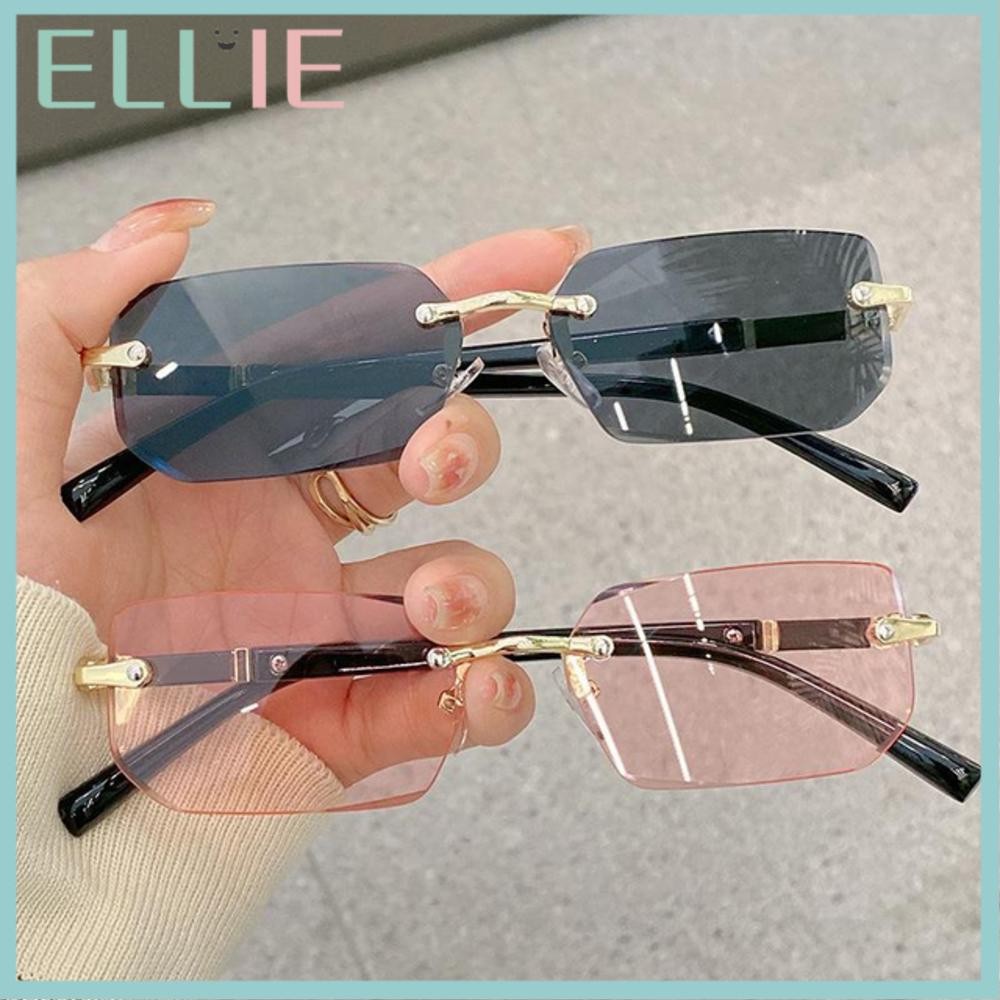 ELLIE แว่นกันแดดน้ำหนักเบาทรงสี่เหลี่ยมผืนผ้าไร้ขอบ, ป้องกัน UV400 เหมาะสำหรับทั้งผู้หญิงและผู้ชาย
