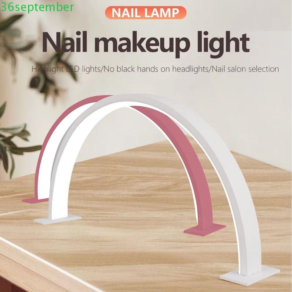 SPEPEMBER โคมไฟเล็บรูปตัว U, หรี่แสงได้ 3 สีอ่อน Half Moon Nail Light, ไฟส่องสว่าง 180 องศาแบบปรับได