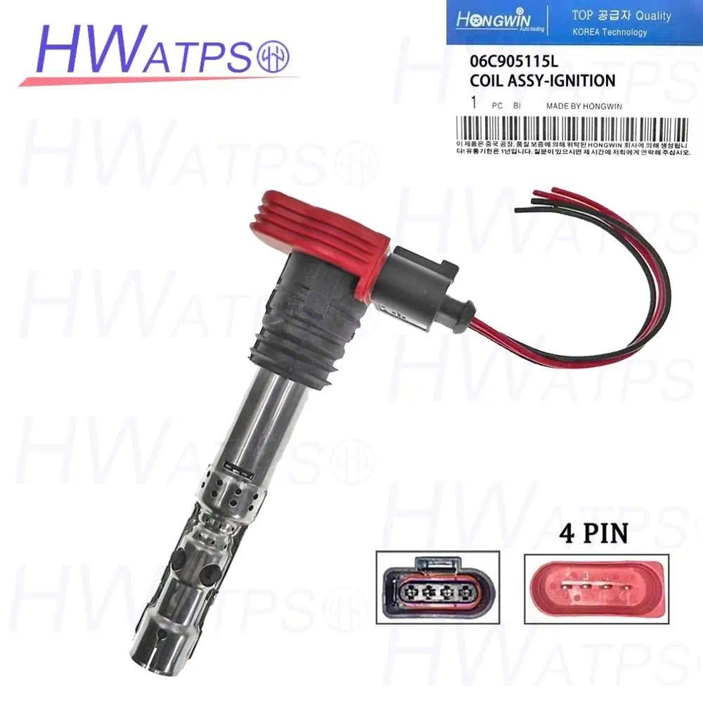 06C905115L คอยล์จุดระเบิด & ปลั๊กสายไฟ 06A905115D สําหรับ VW Volkswagen Jetta Passat Golf Beetle Aud