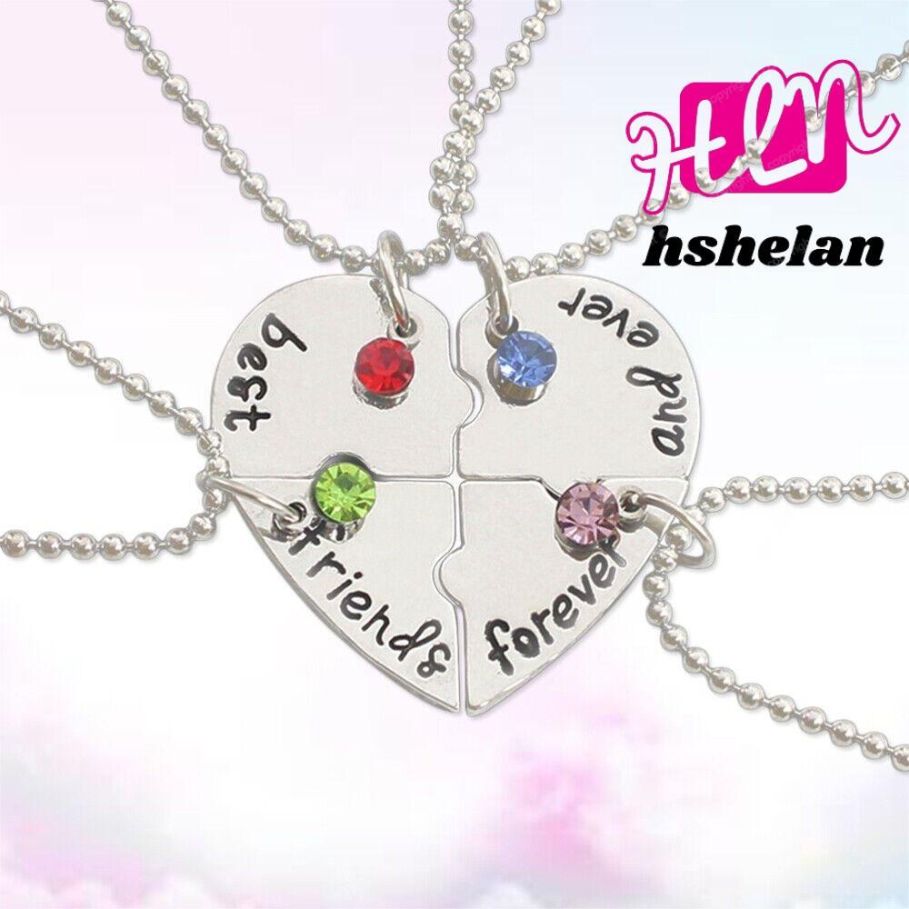 HHSHELAN 4 Bff Friend Love Necklace Best Friend Froever Womens Necklace