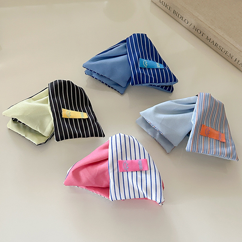 กิ๊บติดผมสามเหลี่ยมลายทางสำหรับผู้หญิง สไตล์ลำลอง พร้อมคลิปหนีบผม - รูปที่ 5