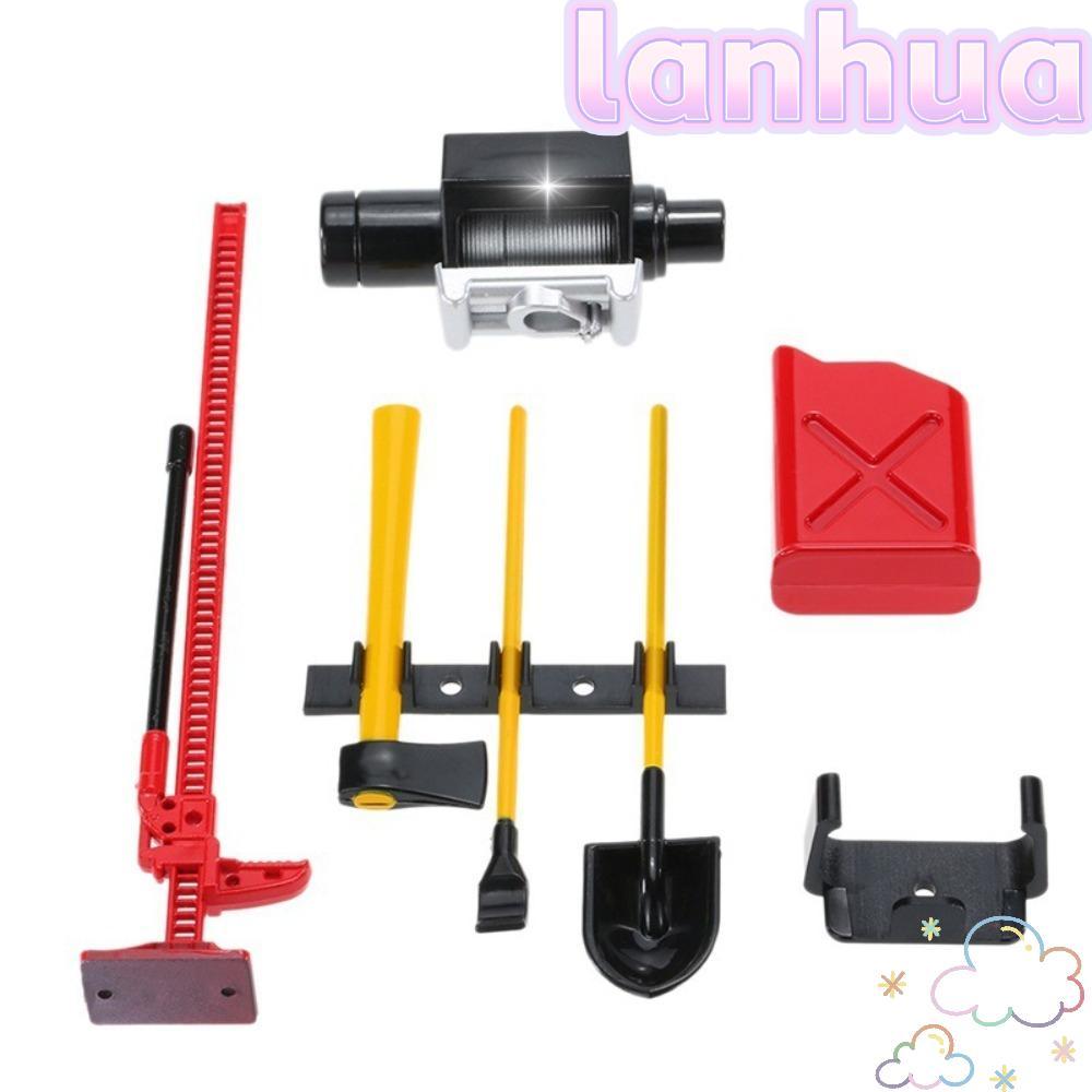 LANHUA 6 ชิ้นชุดเครื่องมือโรงรถ, จําลอง Mini Hi-Lift Jack Winch ชุด, 1/10 Scale พลาสติก RC Crawler อ