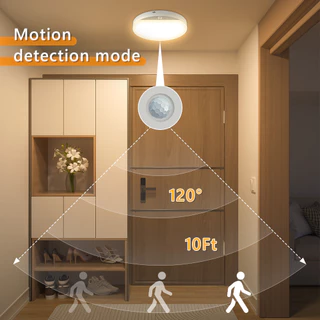 SPRISE โคมไฟเพดาน Motion Sensor โคมไฟระยะไกล 6W Magnetic Stick-On 3 สี & 5 ความสว่างไฟบ้านสําหรับห้องอาบน้ํา,ตู้เสื้อผ้า,ตู้,Hallway