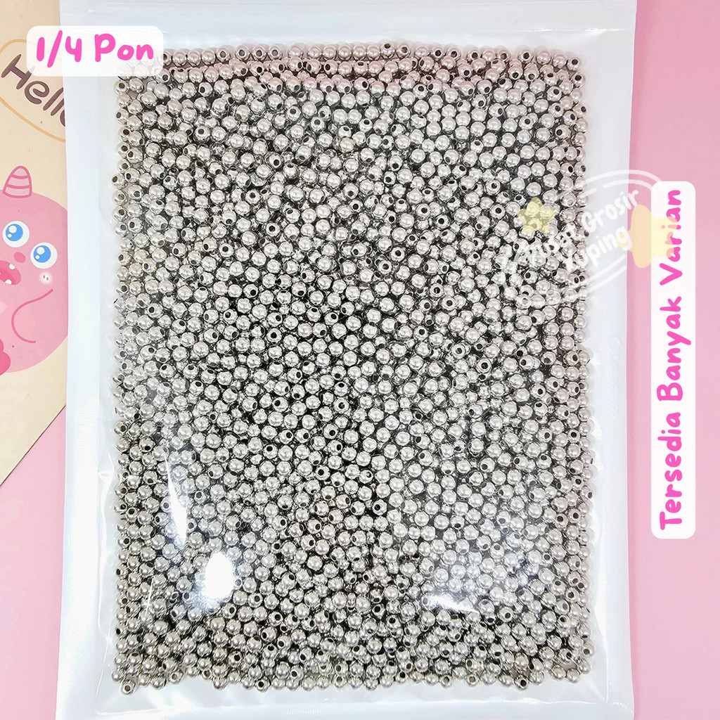 (1/4 PON) 4mm Gold Silver Bead Spacer Mote - BH171