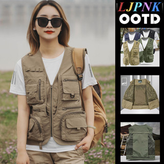 เสื้อกั๊กกลางแจ้งหลายกระเป๋า เหมาะสำหรับผู้ใหญ่ สไตล์ทหารทัน…