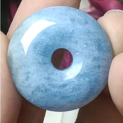 High Grade Aquamarine Starlight Quartz Stone Donut Pendant Premium Super Starlight Aquamarine Pendan